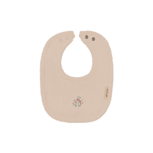 Baby Girl Bib - Pink - Embroidered Florals