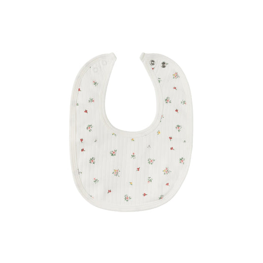 Baby Girl Bib – Ivory Floral – Printed Floral Star