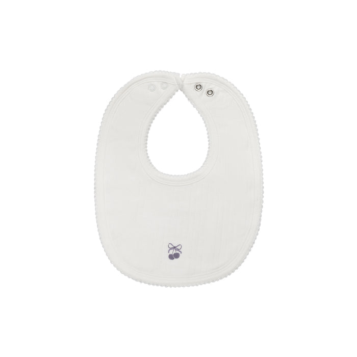 Baby Girl Bib – Ivory Lilac – Bow Print