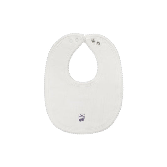 Baby Girl Bib – Ivory Lilac – Bow Print