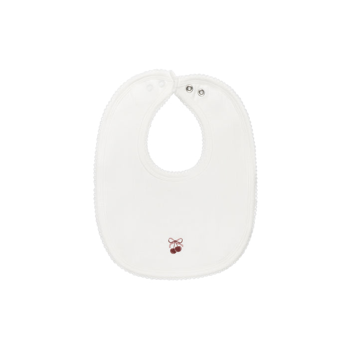 Baby Girl Bib – Ivory Pink – Bow Print
