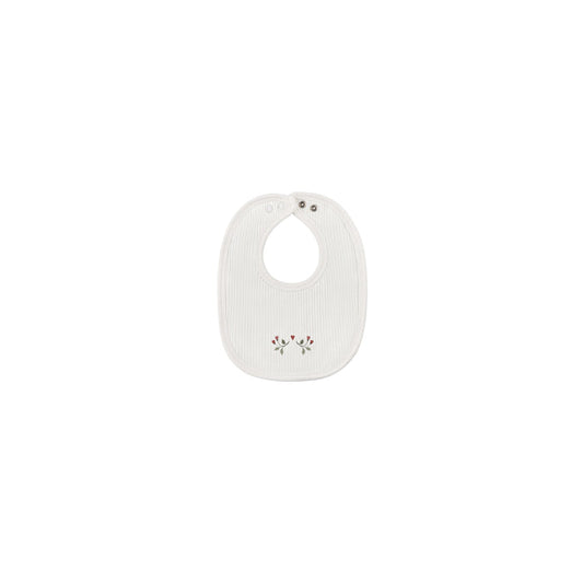 Baby Girl Bib – Ivory Pink – Embroidered