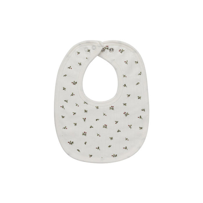Baby Girl Bib – Ivory Pink – Floral Pointelle