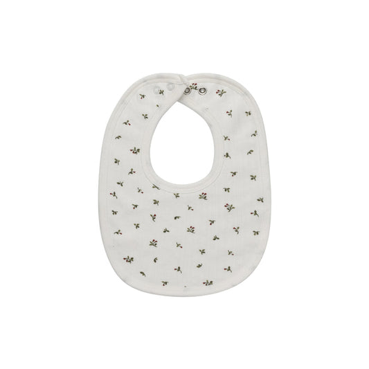 Baby Girl Bib – Ivory Pink – Floral Pointelle