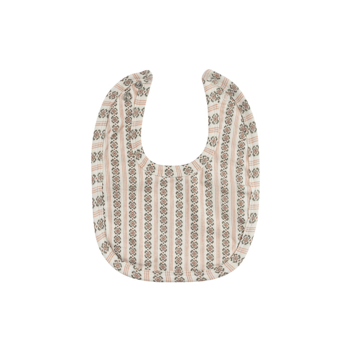 Baby Girl Bib – Ivory Pink – Linear Leaf