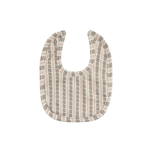 Baby Girl Bib – Ivory Pink – Linear Leaf