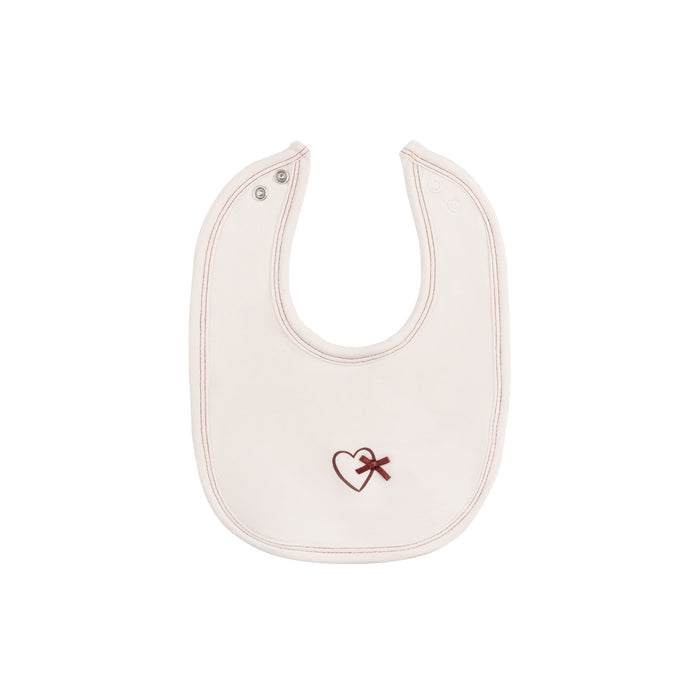 Baby Girl Bib – Ivory/Burgundy – Heart & Star