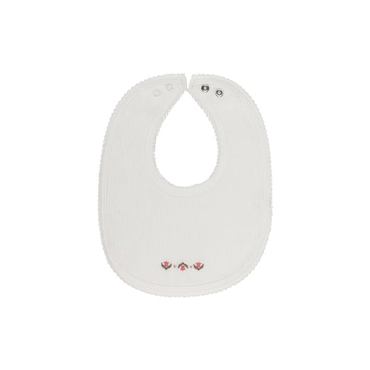 Baby Girl Bib – Ivory/Pink – Keepsake Collection