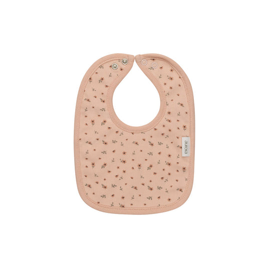 Baby Girl Bib – Pink – Floral Rib