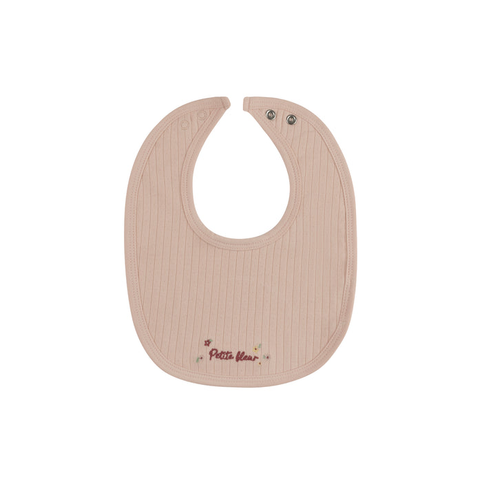 Baby Girl Bib – Pink – Floral Star Embroidered Collar