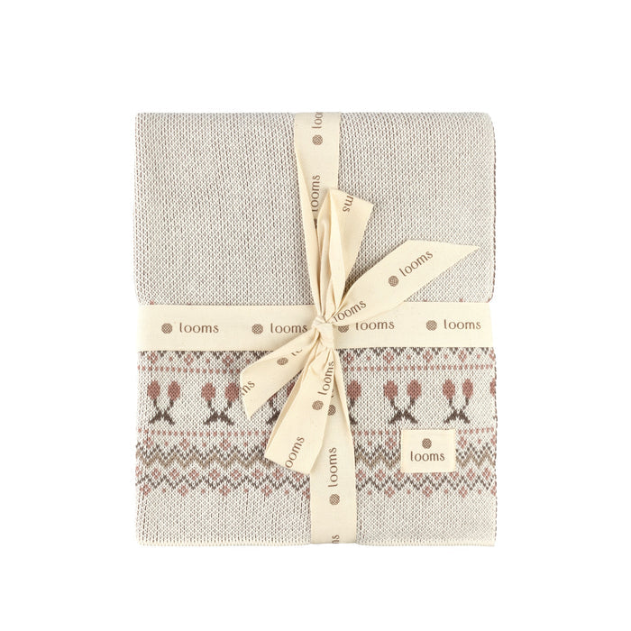 Baby Girl Blanket – Ivory Mauve – Fair Isle