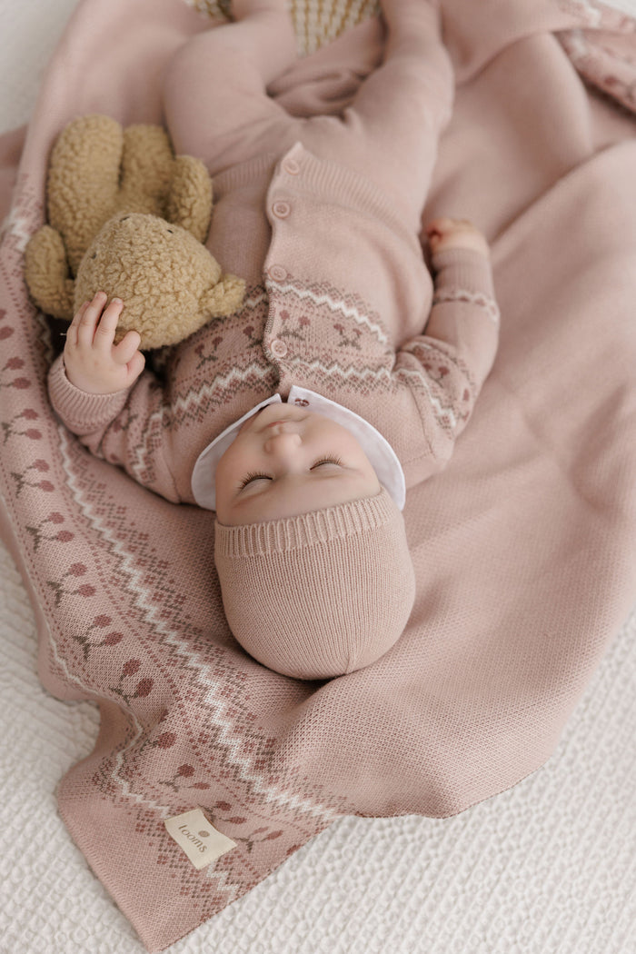 Baby Girl Blanket – Mauve – Fair Isle