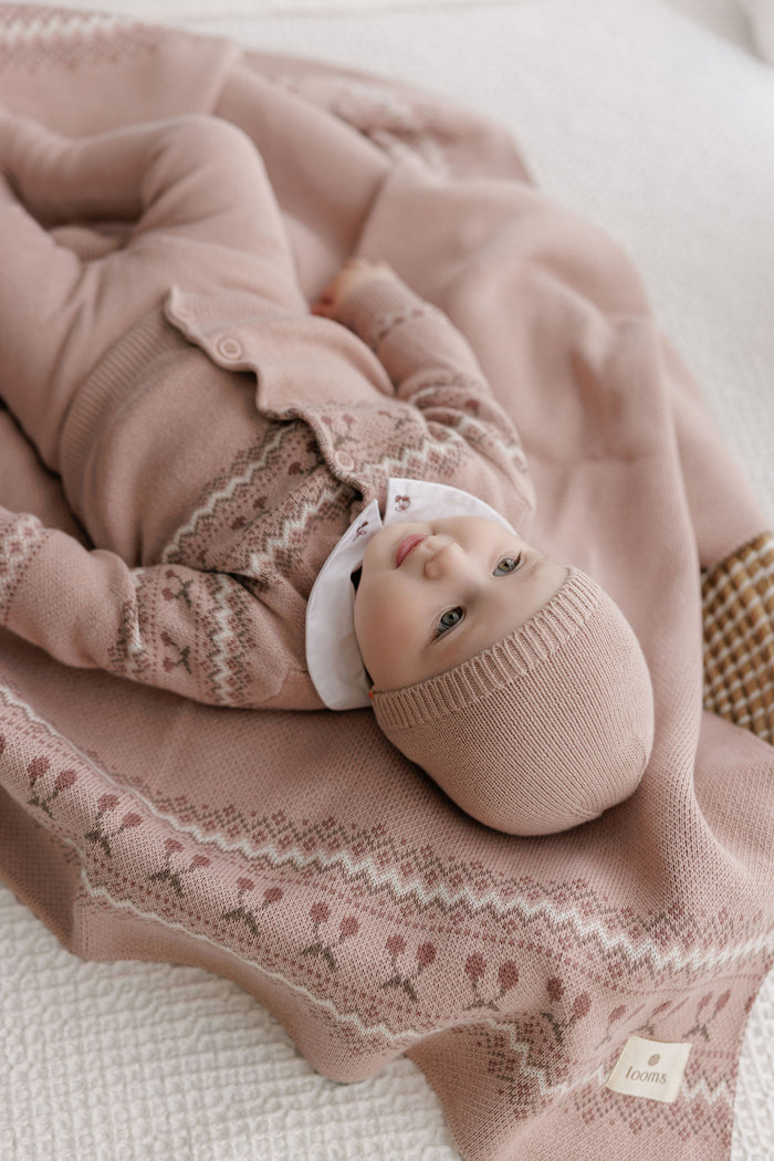 Baby Girl Blanket – Mauve – Fair Isle