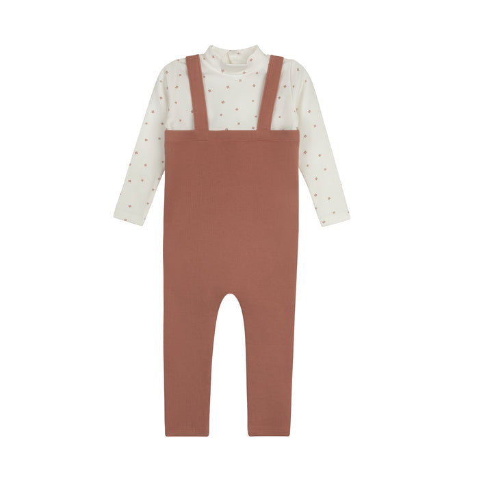 Baby Girl Bodysuit & Overalls – Ivory Pink – Clover Print