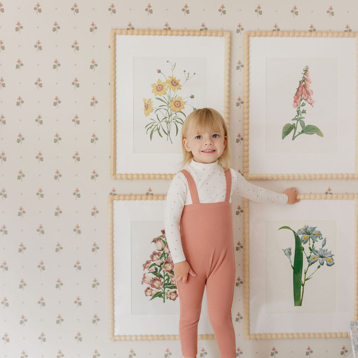 Baby Girl Bodysuit & Overalls – Ivory Pink – Clover Print