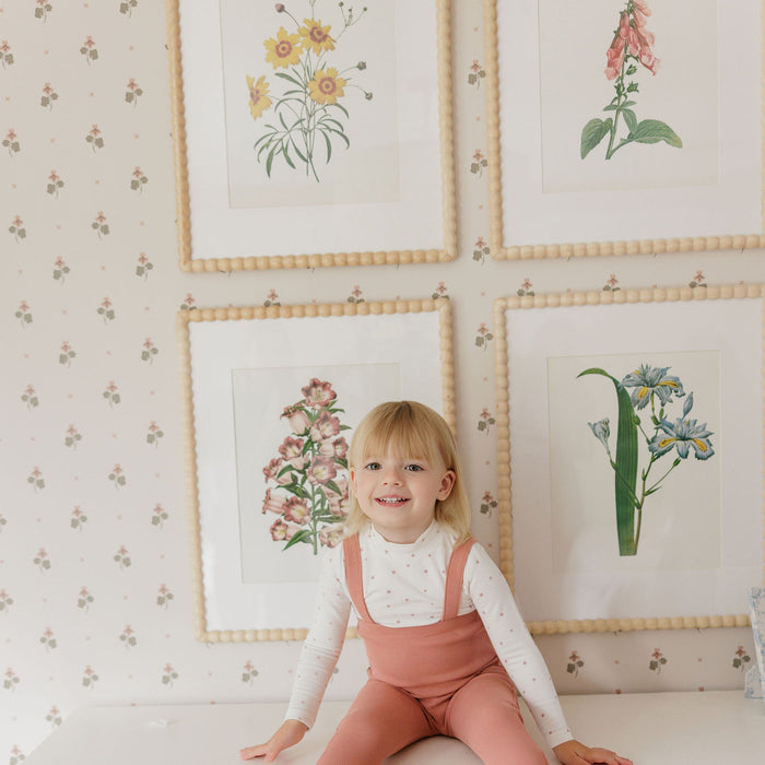 Baby Girl Bodysuit & Overalls – Ivory Pink – Clover Print