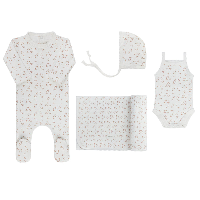 Baby Girl Deluxe Layette Set – Ivory Girl – Floral Leaf