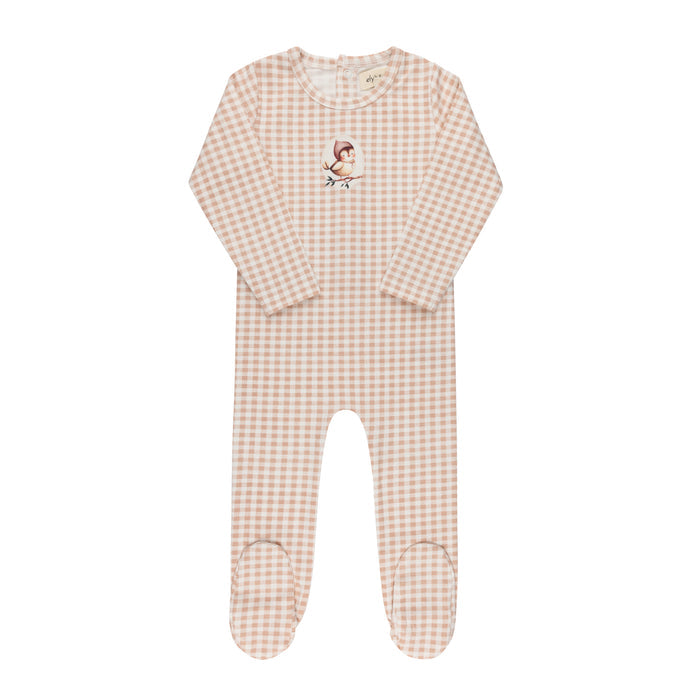 Baby Girl Footie - Blush - Gingham Owl
