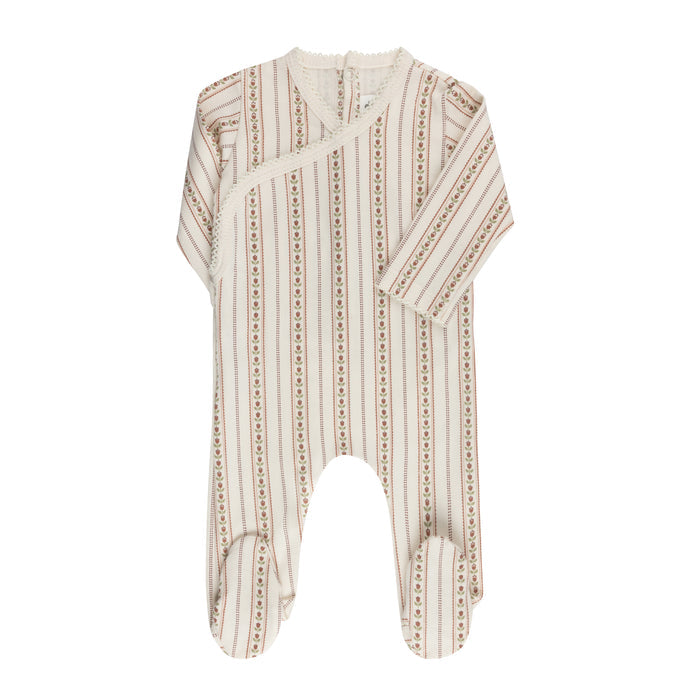 Baby Girl Footie - Ivory Pink - Linear Tulip