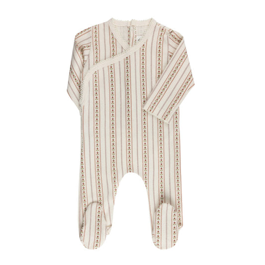 Baby Girl Footie - Ivory Pink - Linear Tulip