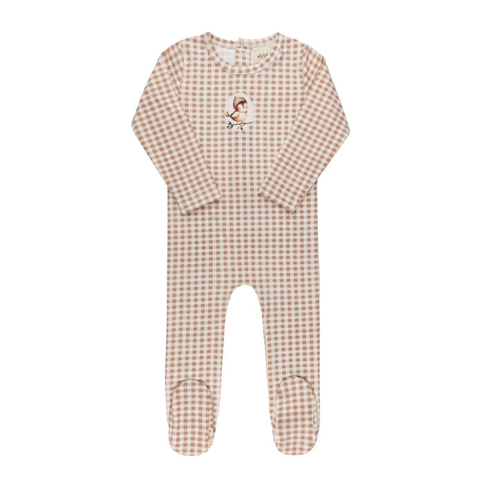 Baby Girl Footie - Mauve - Gingham Owl