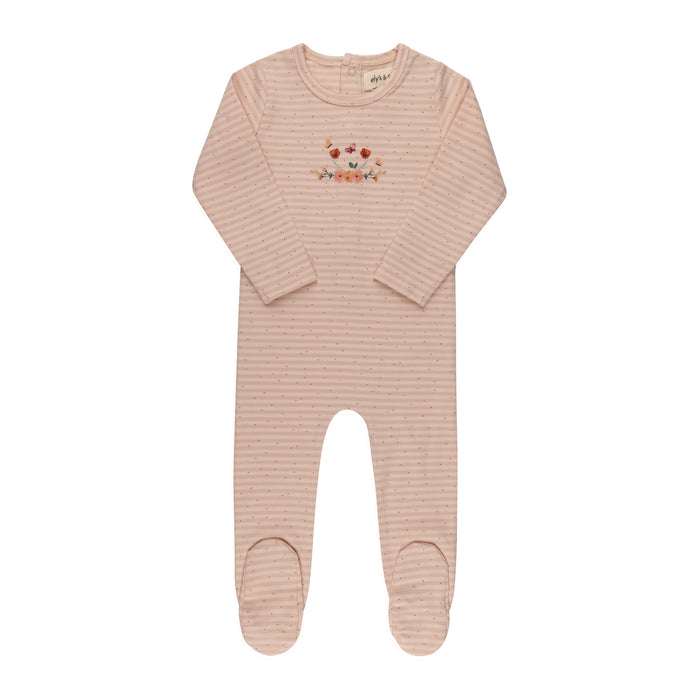 Baby Girl Footie - Pink - Floral Stripe