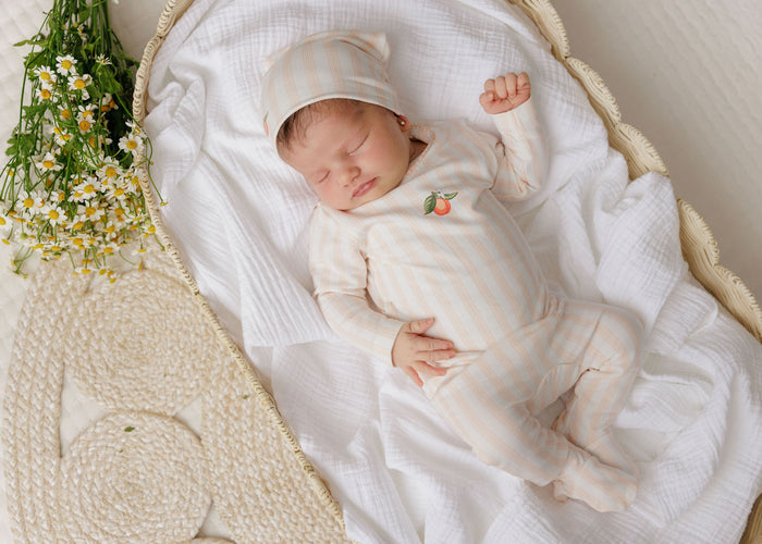 Baby Girl Footie and Beanie – Peach