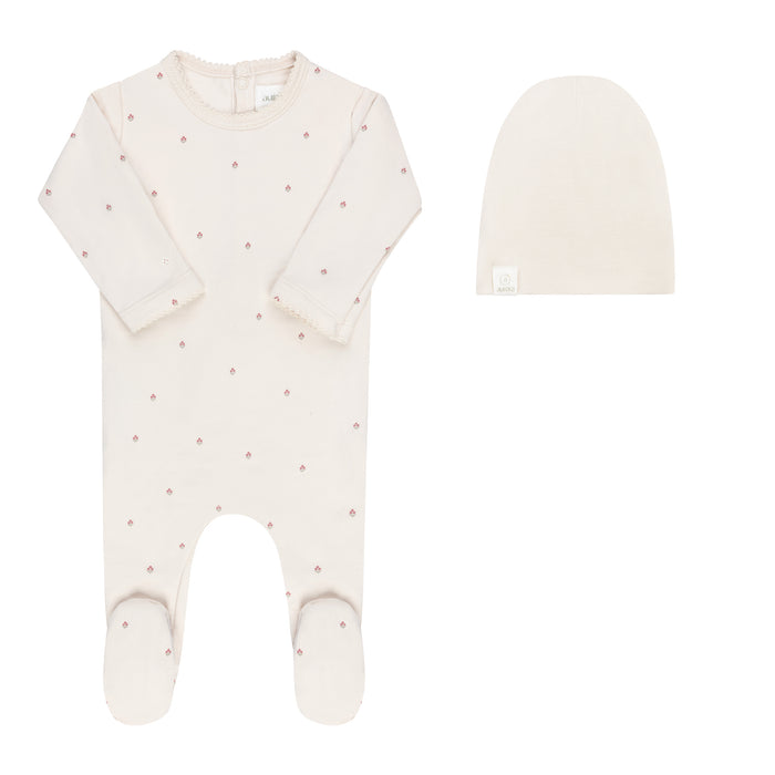 Baby Girl Footie & Beanie – Ivory Girl – Vintage Floral
