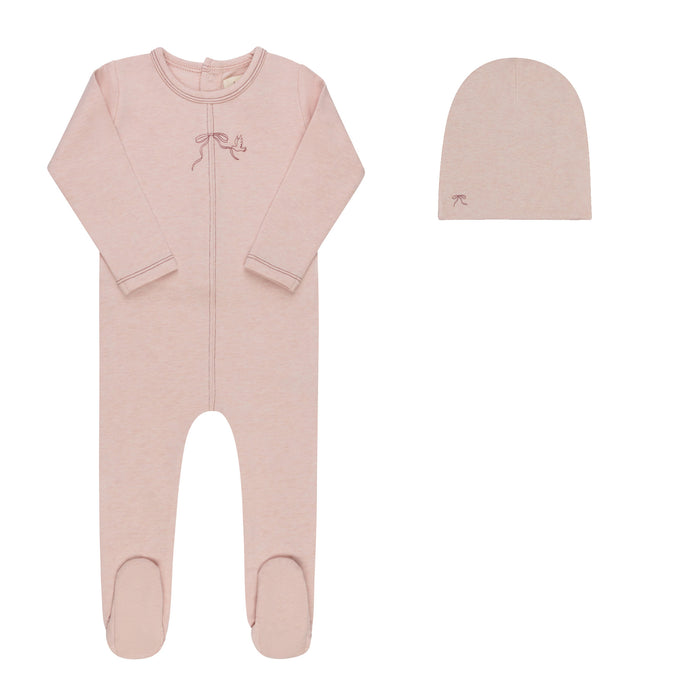 Baby Girl Footie & Beanie – Pink – Bird Seam