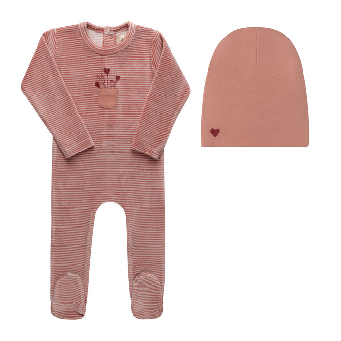 Baby Girl Footie & Beanie – Pink – Stripe