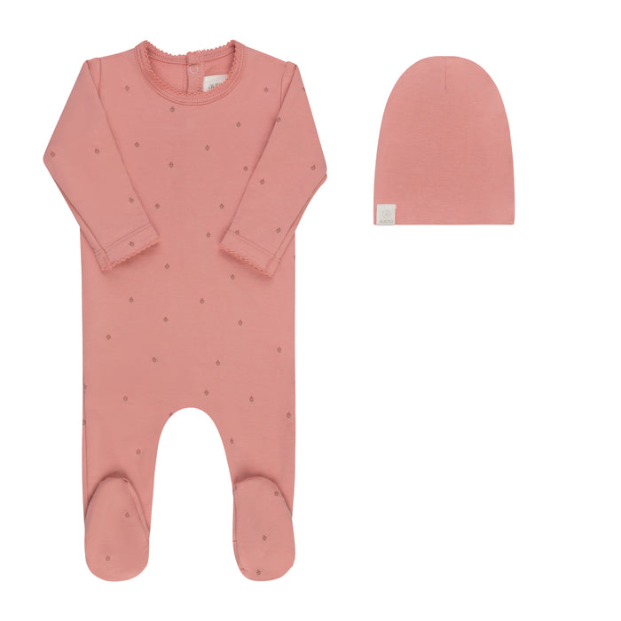 Baby Girl Footie & Beanie – Pink – Vintage Floral