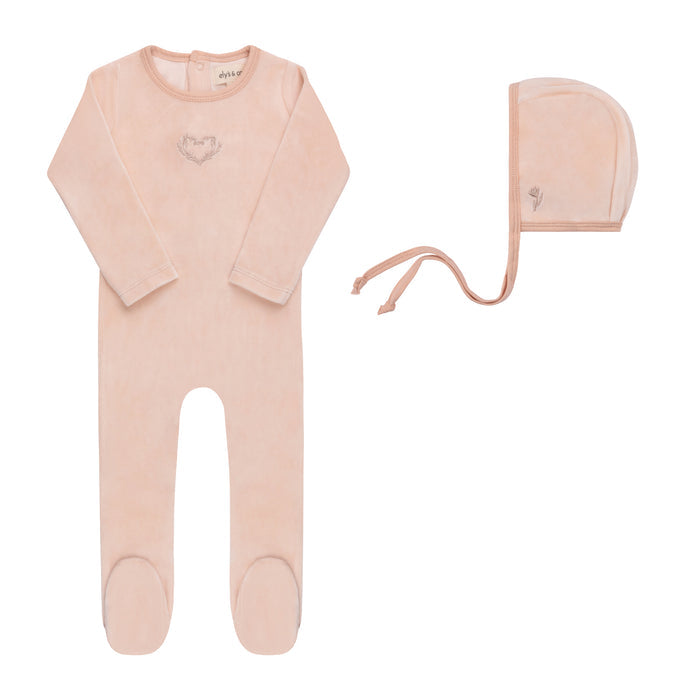 Baby Girl Footie & Bonnet – Pink – Metallic Wreath