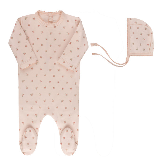 Baby Girl Footie & Bonnet – Pink – Rosebud