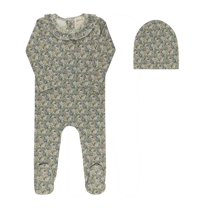 Baby Girl Footie & Hat – Ivory/Pink – Liberty