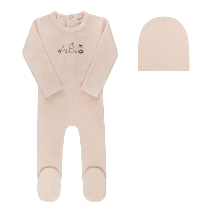 Baby Girl Footie & Hat – Pink – Embroidered ABC