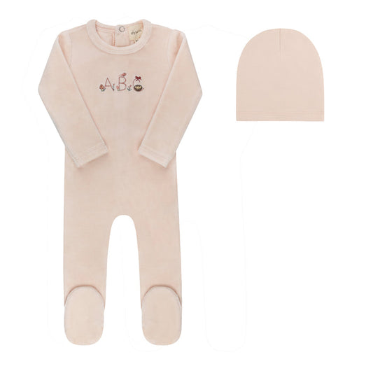 Baby Girl Footie & Hat – Pink – Embroidered ABC