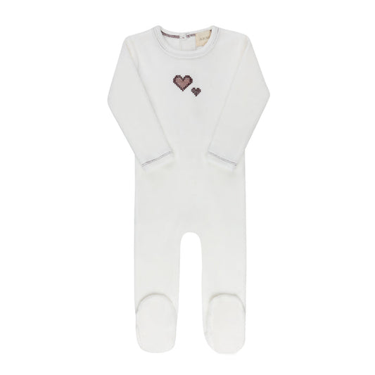Baby Girl Footie – Ivory Girl – Cross Stitch