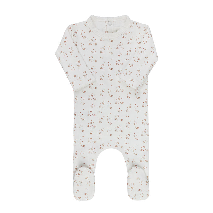 Baby Girl Footie – Ivory Girl – Floral Leaf