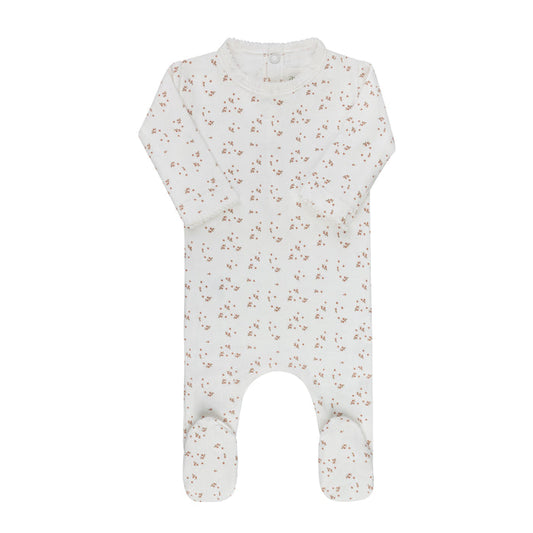 Baby Girl Footie – Ivory Girl – Floral Leaf