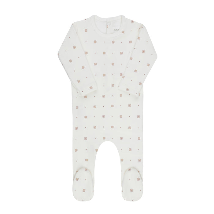 Baby Girl Footie – Ivory Girl – Geometric Floral