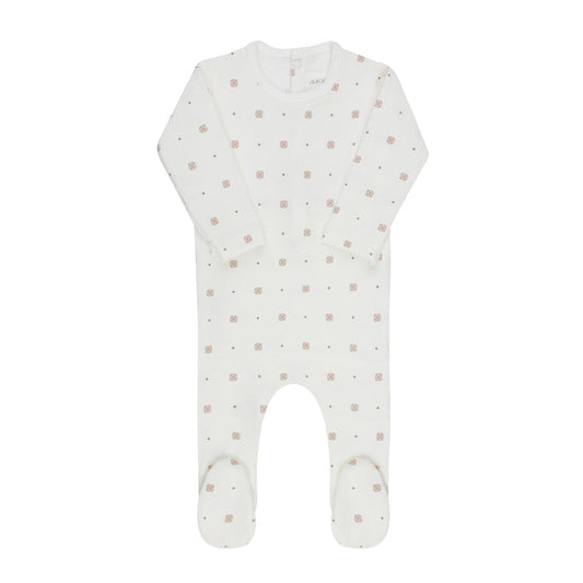 Baby Girl Footie – Ivory Girl – Geometric Floral