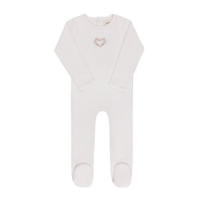 Baby Girl Footie – Ivory Girl – Metallic Wreath