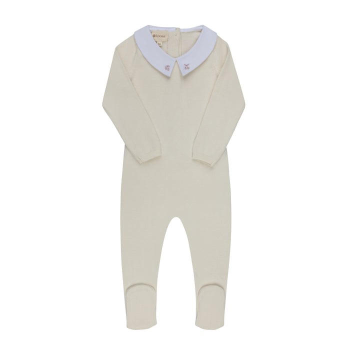 Baby Girl Footie – Ivory Mauve – Fair Isle