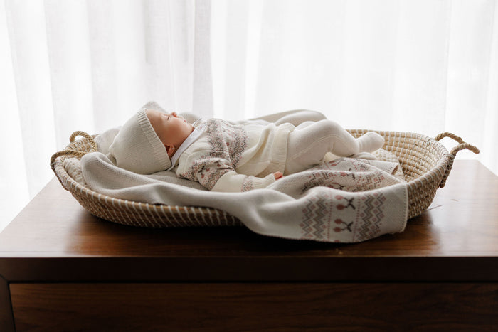 Baby Girl Footie – Ivory Mauve – Fair Isle