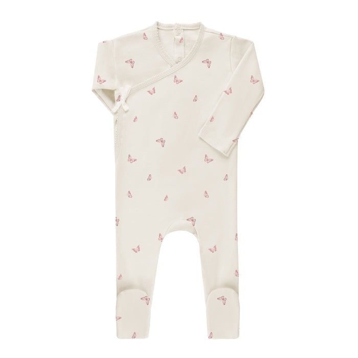 Baby Girl Footie – Ivory Pink – Butterfly