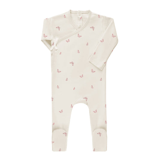Baby Girl Footie – Ivory Pink – Butterfly