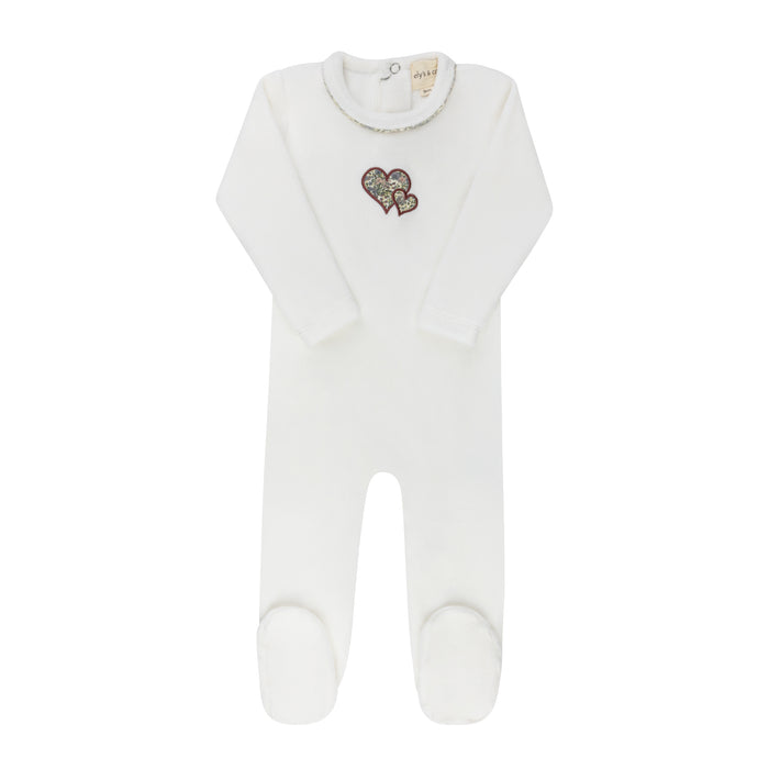 Baby Girl Footie – Ivory Pink – Embroidered Liberty