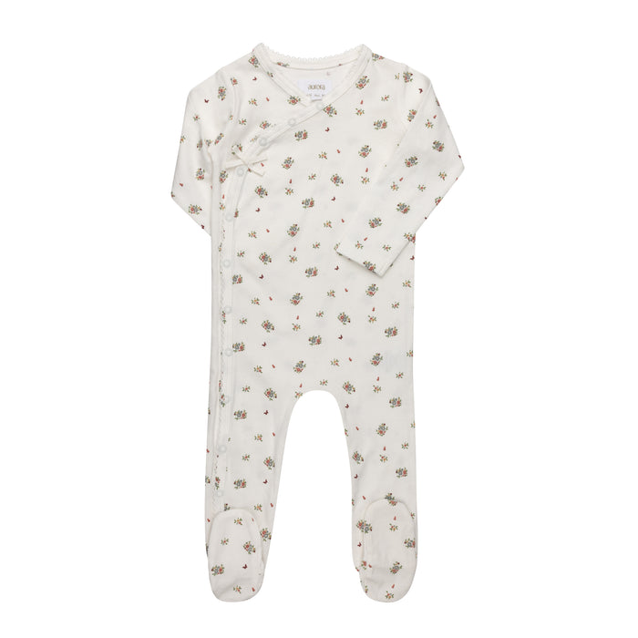 Baby Girl Footie – Ivory Pink – Floral Print