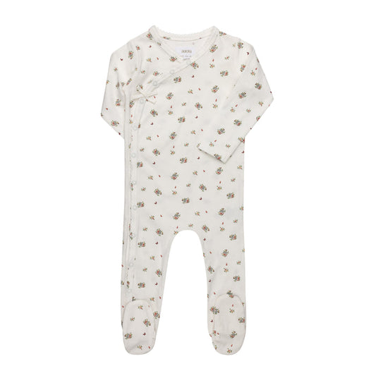 Baby Girl Footie – Ivory Pink – Floral Print