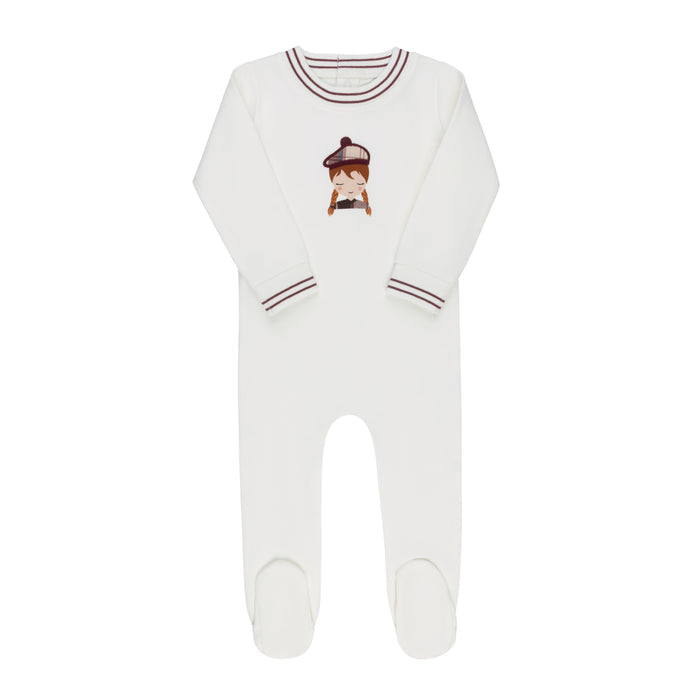 Baby Girl Footie – Ivory Pink – French Terry Scottish